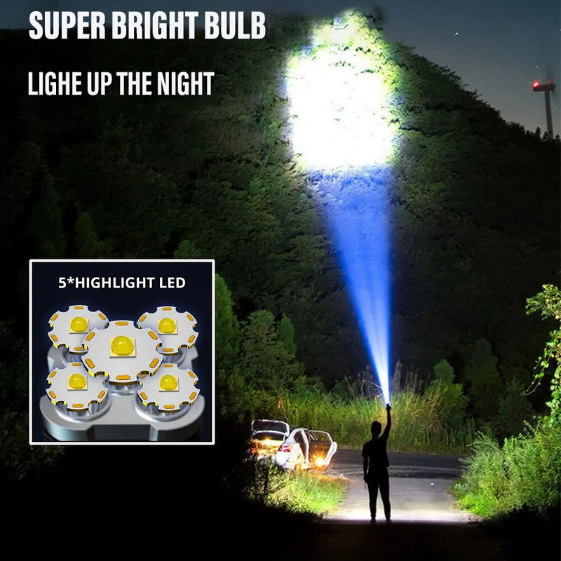 5LED Power High LANTERNA TÁTICA Recarregável LED  DE ALTA POTÊNCIA com Luz Lateral 3 Modos de Iluminação