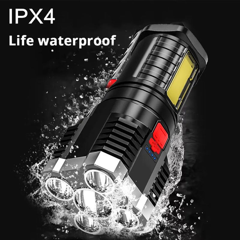 5LED Power High LANTERNA TÁTICA Recarregável LED  DE ALTA POTÊNCIA com Luz Lateral 3 Modos de Iluminação